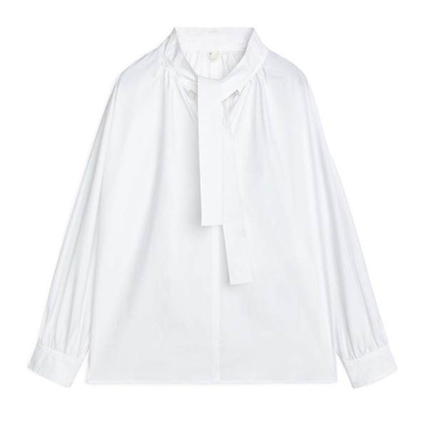 Paper Poplin Tie Neck Blouse from Arket