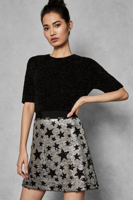KHLOY 2-in-1 Sequin Star Mini Skirt