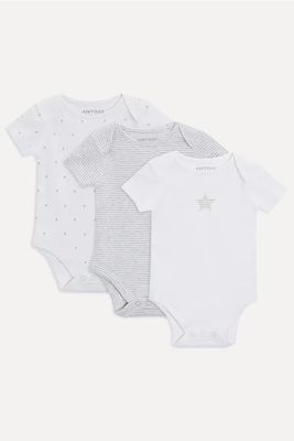 Baby Stars & Stripe Bodysuits Pack Of Three from John Lewis