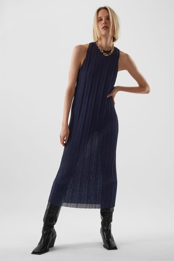 Slim Fit Pleated Midi Dress