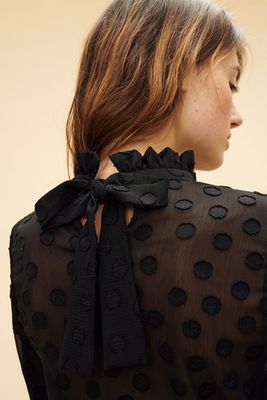 Raised Dot Print Top WIth Victorian Collar from Claudie Pierlot