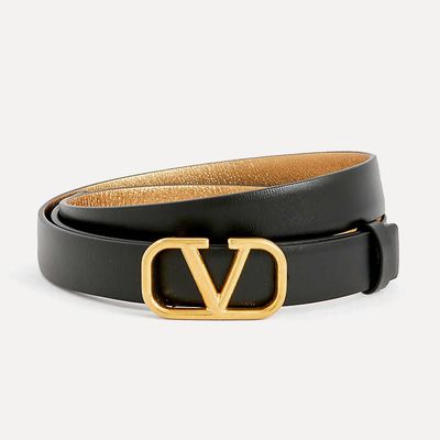 V-Logo Buckle Reversible Leather Belt from Valentino Garavani