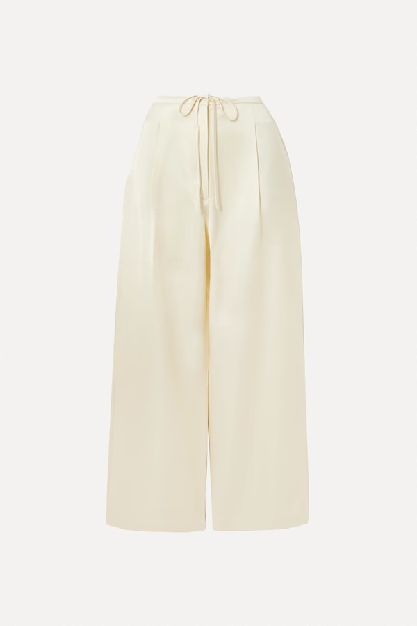 Pleated Satin Wide-Leg Pants from RÓHE