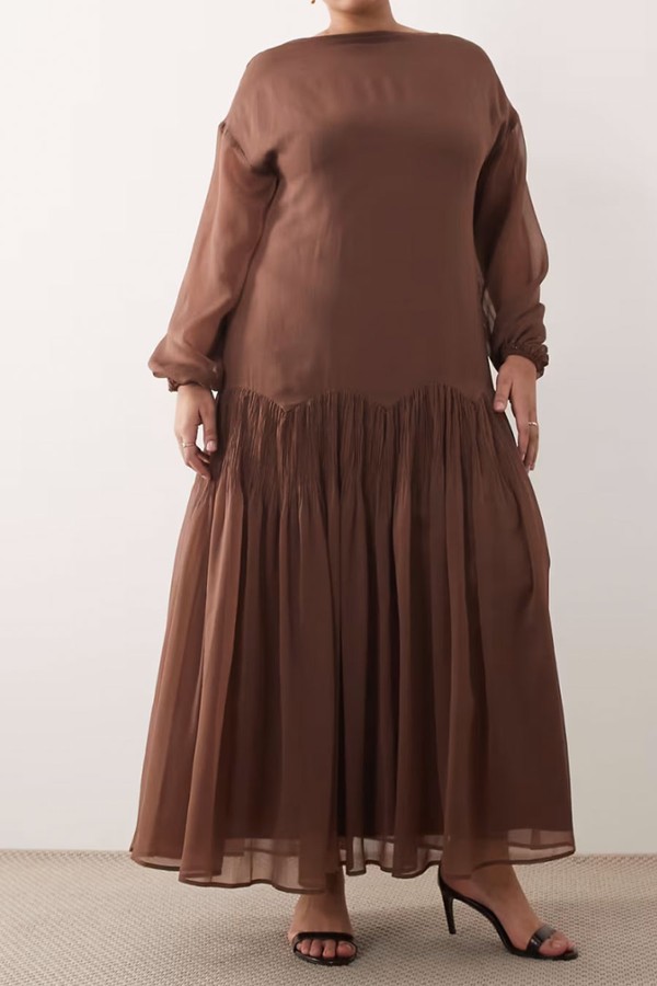 Slash Neck Chiffon Godet Maxi Dress from ASOS Design