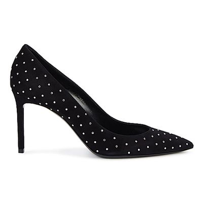Anya 85 Black Studded Suede Pumps from Saint Laurent