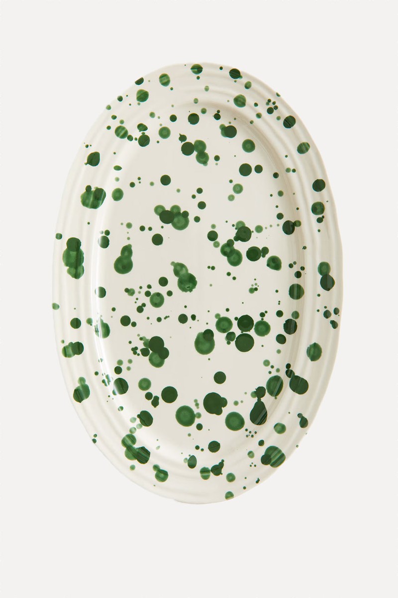 Speckled-Glaze Stoneware Serving Plate