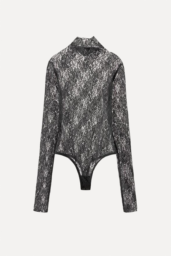 Floral Embroidery Lace Bodysuit from Zara