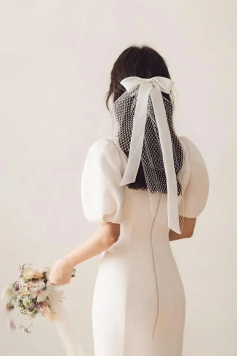 Wedding Veil With Bow Detail from Fanako Studio NYC