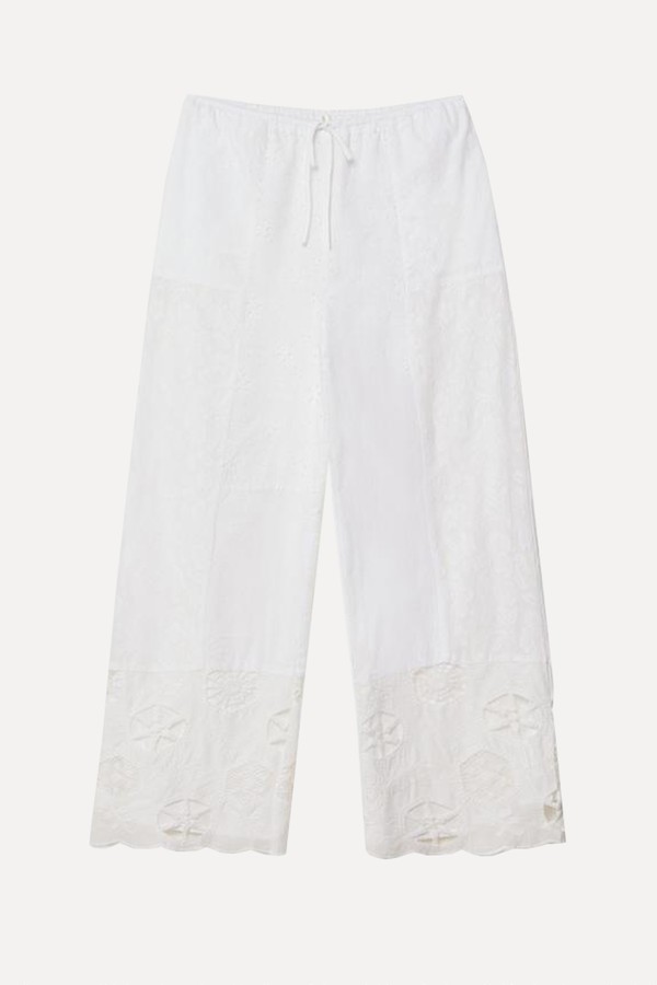 Embroidered Patchwork Trousers from Stradivarius