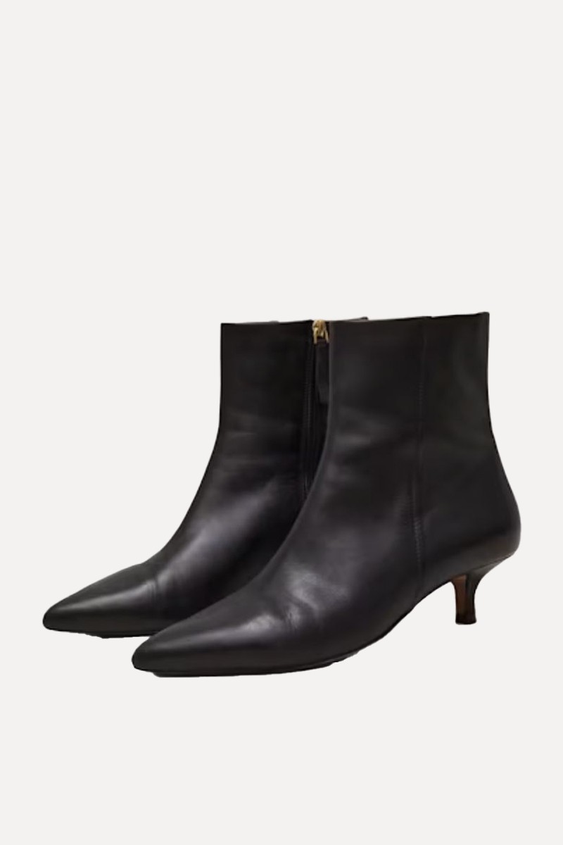 Leather Kitten Heel Boots