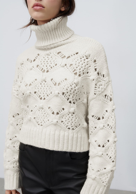 Cable-Knit Sweater With Buttons
