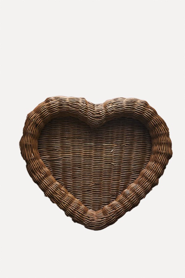 Rattan Christmas Heart Tray