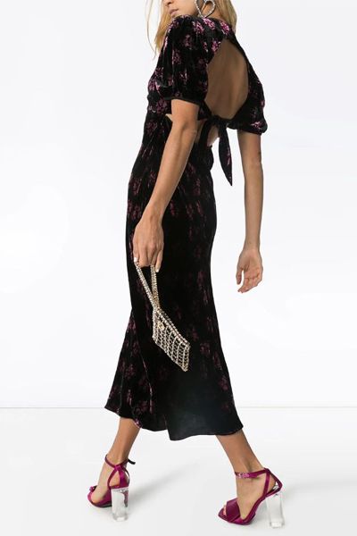 Floral Print Velvet Midi Dress from Rixo