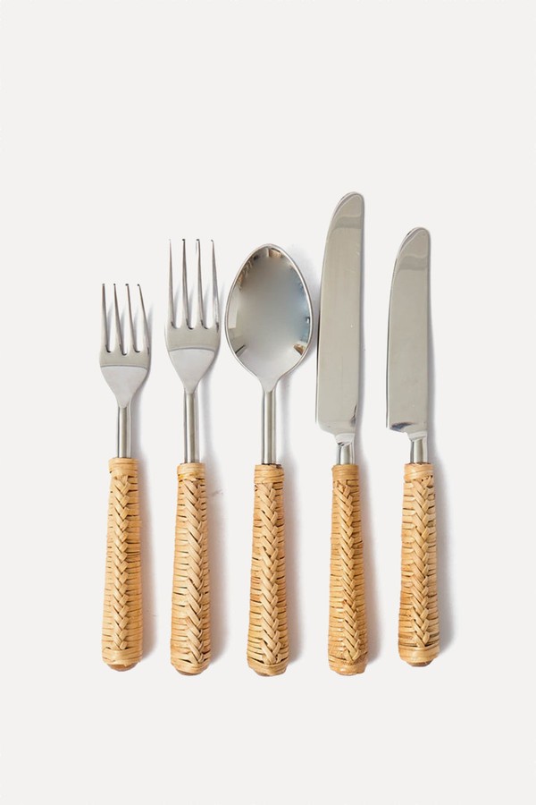 Set Of 5 Plaited Rattan Cutlery from Mrs. Alice