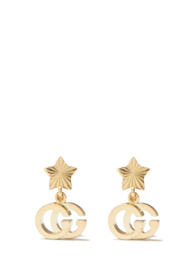 Metallic GG Running 18kt Gold Star Earrigns from Gucci