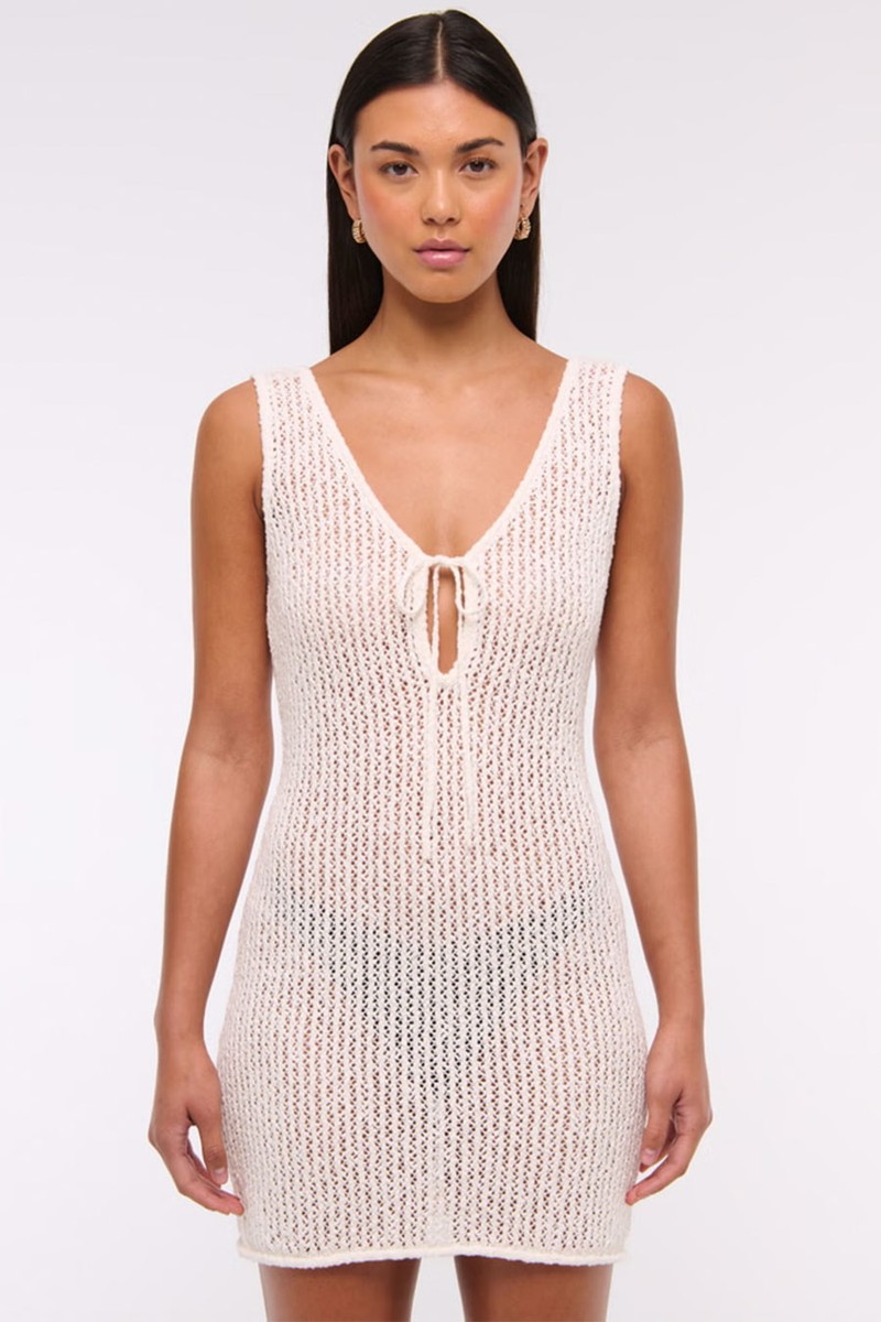 Crochet-Style Mini Dress Coverup