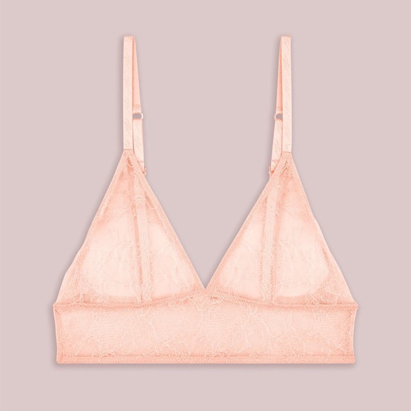  Bold Lace Longline Triangle Bra In Peach