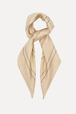 Logo-Embroidered Silk-Twill Scarf  from Totême