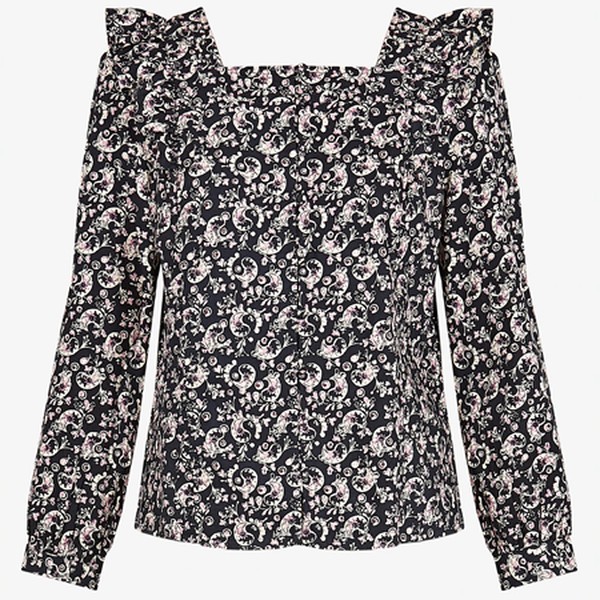 Saida Printed Cotton Ruffle Top from By Iris