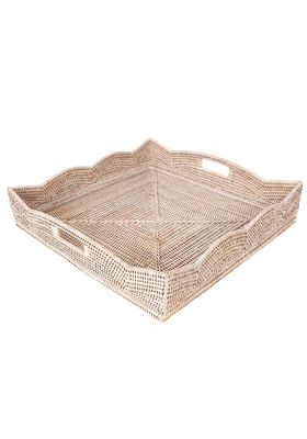 Rattan Scallop Square Tray from Artifacts Trading Company