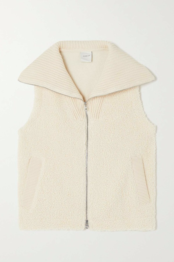 Aspen Ribbed-Knit Trimmed Faux Fur Vest from Varley