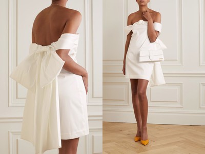 Sacha Off-The-Shoulder Taffeta Mini Dress, £640 | Bernadette