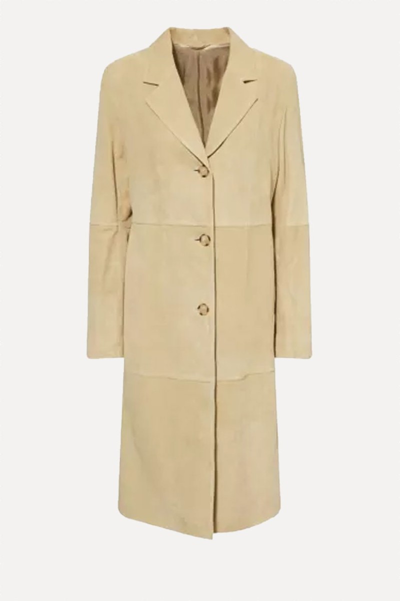 Notch-Lapels Two-Slip-Pockets Suede Coat from Toteme