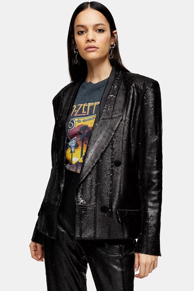 Black Sequin Blazer from Topshop