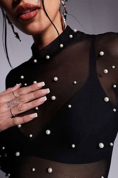 Pearl Detail Bodysuit from In The Style x Perrie Sian