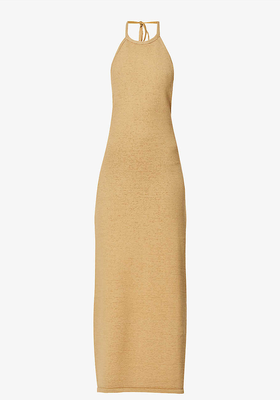 Halterneck Cotton-Blend Knitted Midi Dress from Cult Gaia