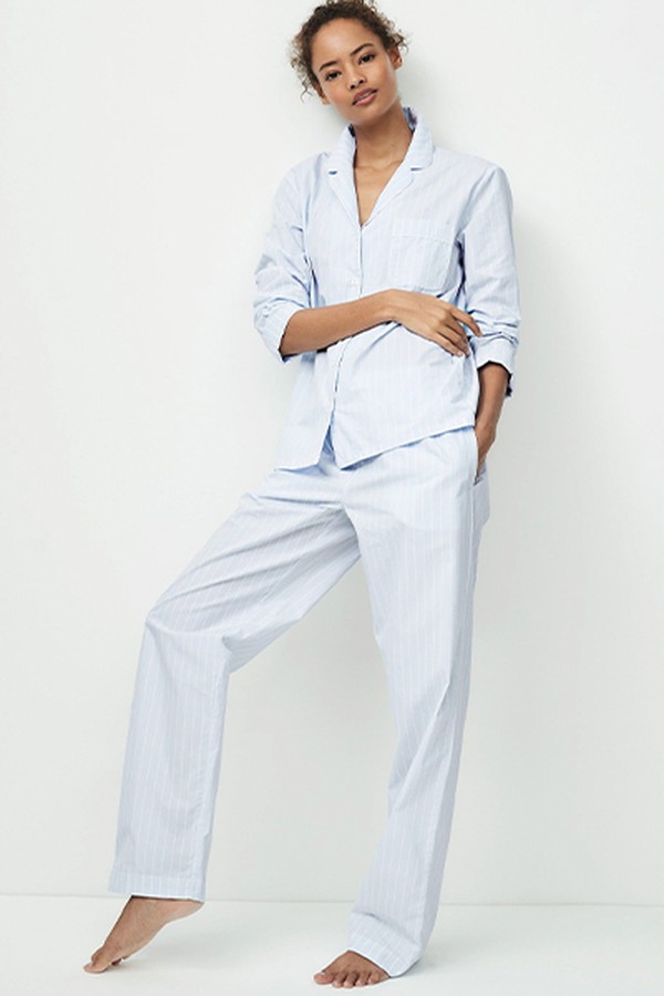 Cotton Chalk Stripe Pyjama Bottoms from The White Company