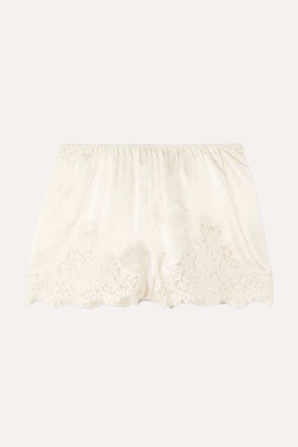 Iona Lace-Trimmed Silk-Satin Shorts from Dôen