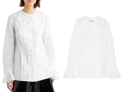 Broderie Anglaise-Trimmed Cotton-Poplin Blouse from Christopher Kane