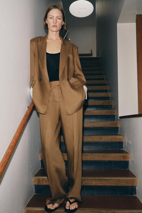 Straight-Leg Linen Blend Trousers