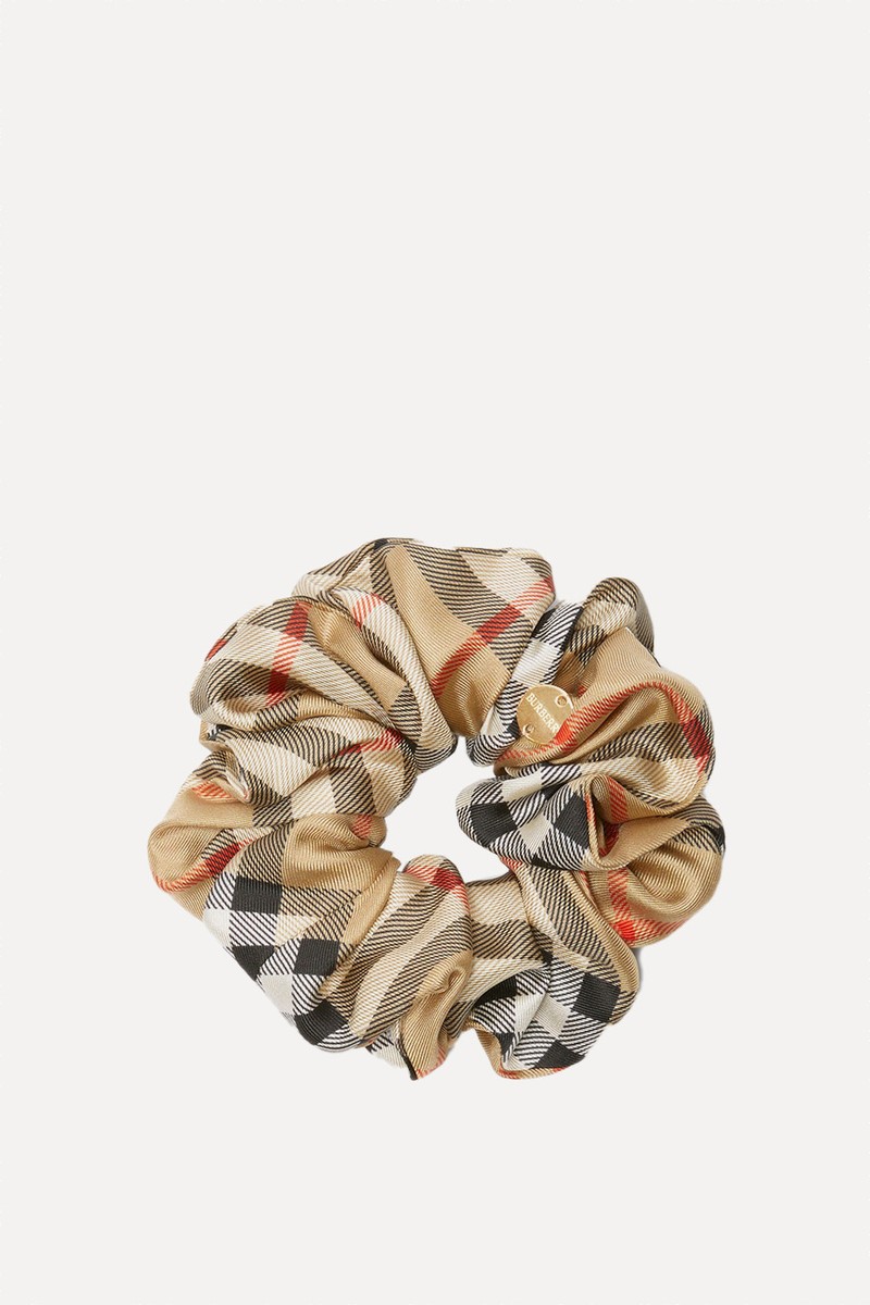 Check Silk Scrunchie
