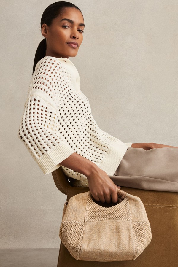 Rosalie Raffia Patchwork Clutch Bag
