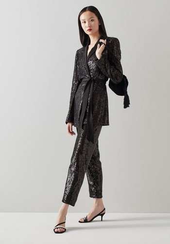 Shimmer Black Sequin Trousers from L K Bennett