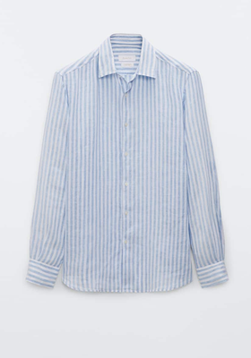 Slim Fit Striped Linen Shirt from Massimo Dutti