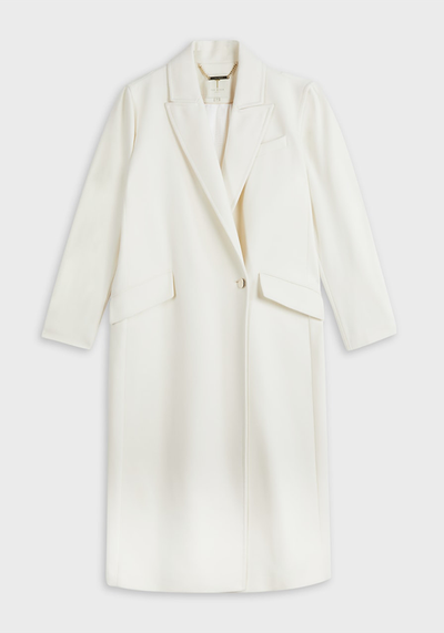 Midi Length Coat With Peaked Lapels