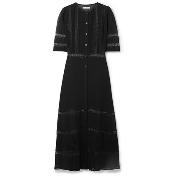 Lace-Trimmed Midi Dress