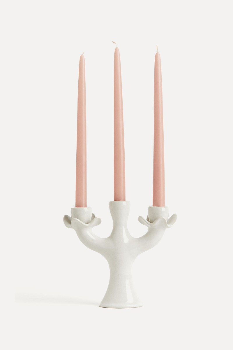 Large Stoneware Candelabra