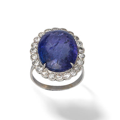 Tanzanite And Diamond Cluster Ring