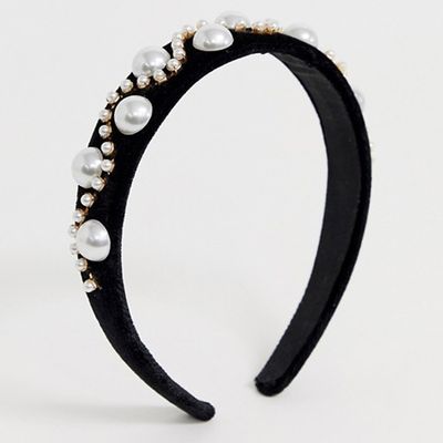 Headband With Pearl And Crystal Embellishment from ASOS DESIGN