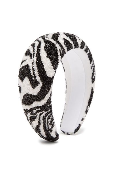 Zebra-Beaded Padded Headband from Ganni