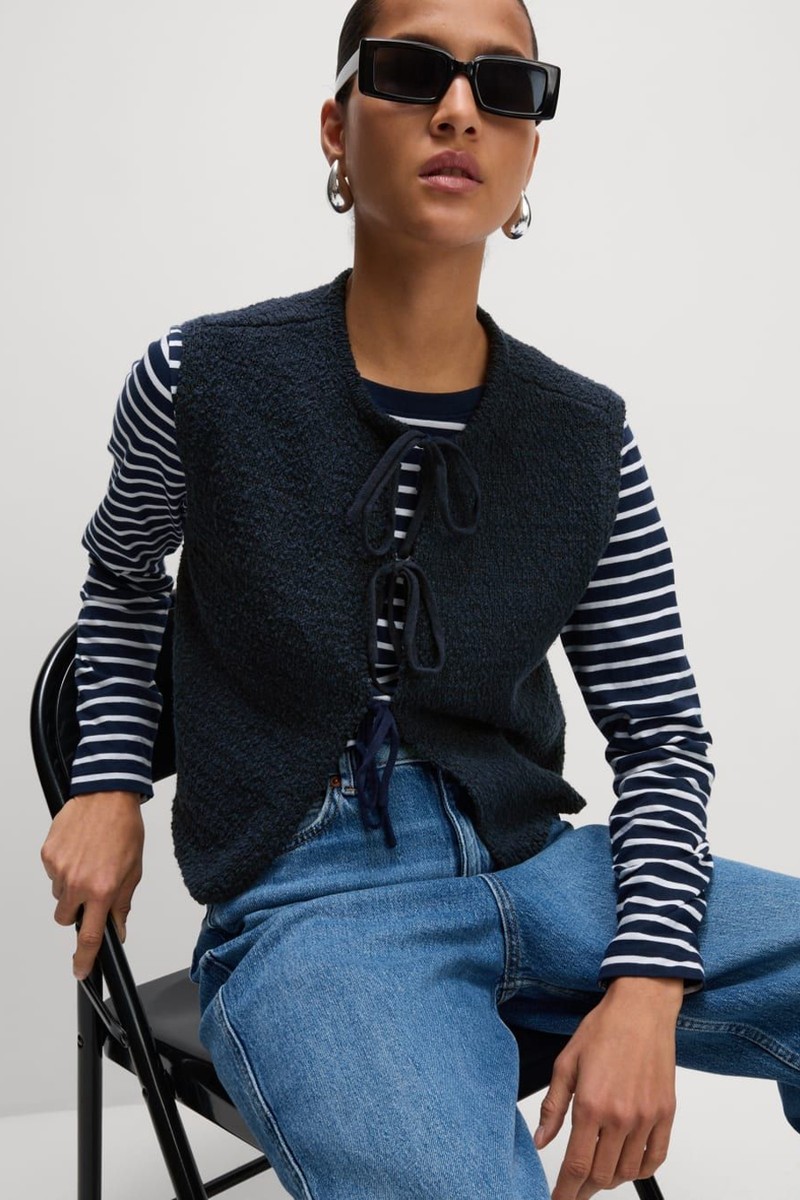 Cotton Rich Textured Cropped Waistcoat