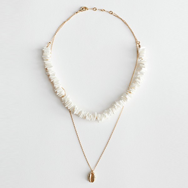 Beaded Corals & Puka Shell Pendant Necklace from & Other Stories