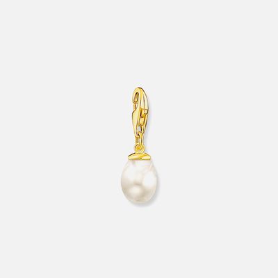 Charm Pendant White Pearl Gold Plated