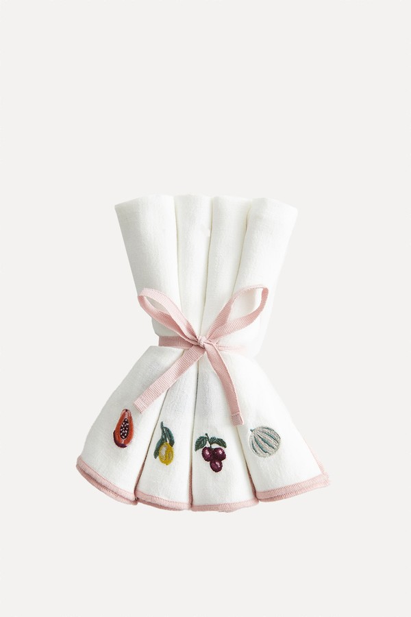 Set Of 4 Embroidered Napkins 