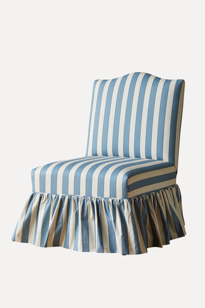 The Maud Plain Stripe Poplin Armchair With Gathered Skirt from Flora Soames