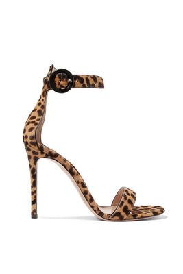 Portofino 100 Leopard-Print Calf Hair Sandals from Gianvito Rossi